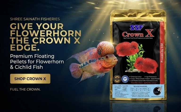Crown X by Shree Sainath Fisheries — premium Flowerhorn and cichlid fish food